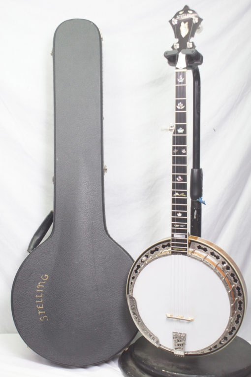 1998 Stelling Red Fox Custom 5 string Banjo Engrave Stelling Banjo for Sale