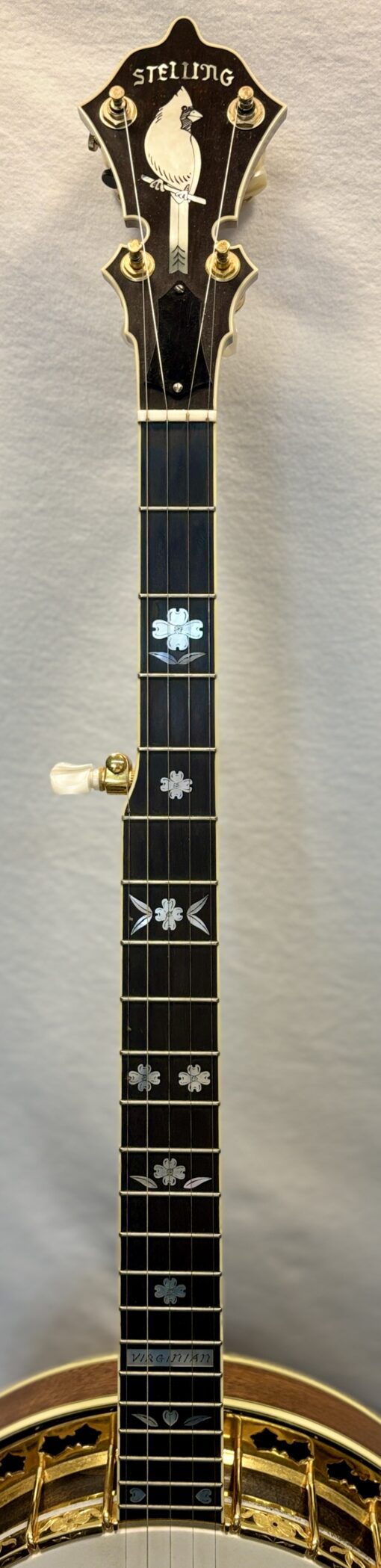 1987 Gold-plated Stelling Virginian Banjo with hardshell case - Image 9