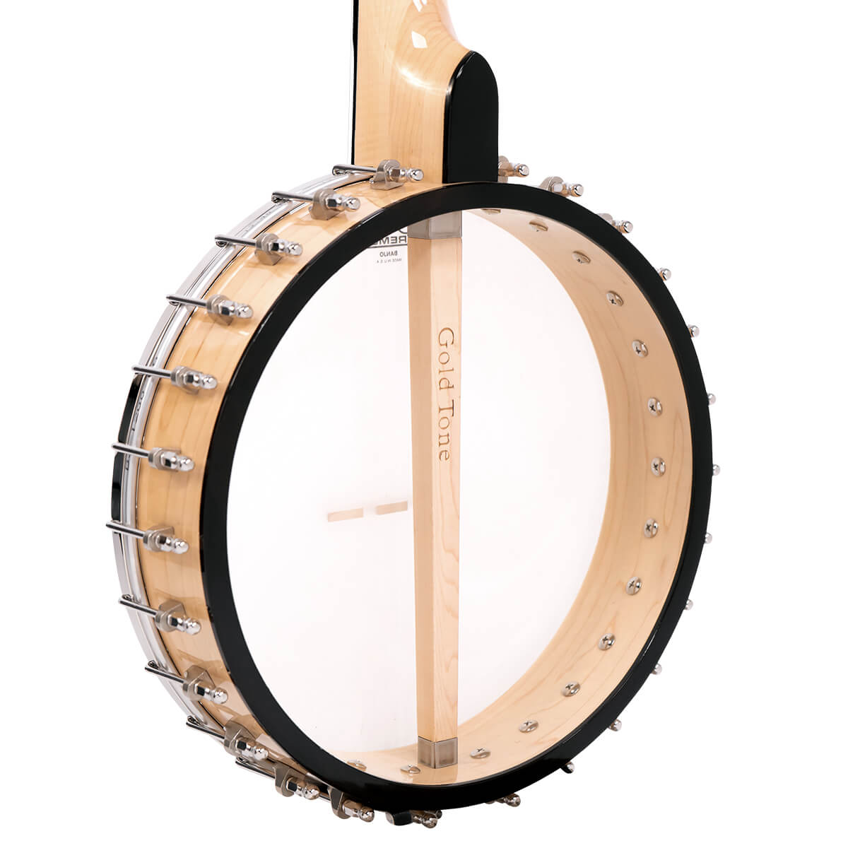 Gold Tone BC-350 openback banjo full back view showing maple neck and rim