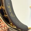 Joe Mullins signature engraved on Gold Tone OB-2 JM banjo armrest, IBMA Entertainer of the Year model