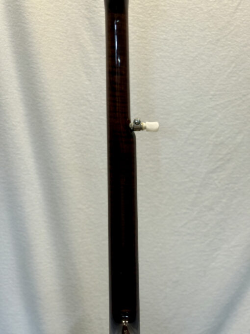 Detail of Stelling Red Fox banjo neck showing smooth finish and side position markers