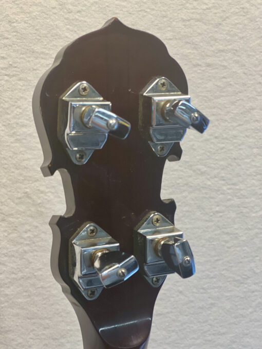 Gibson RB-250 banjo headstock back showing chrome tuners
