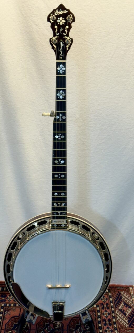 Gibson banjo tone ring and flange assembly showing premium hardware and professional construction