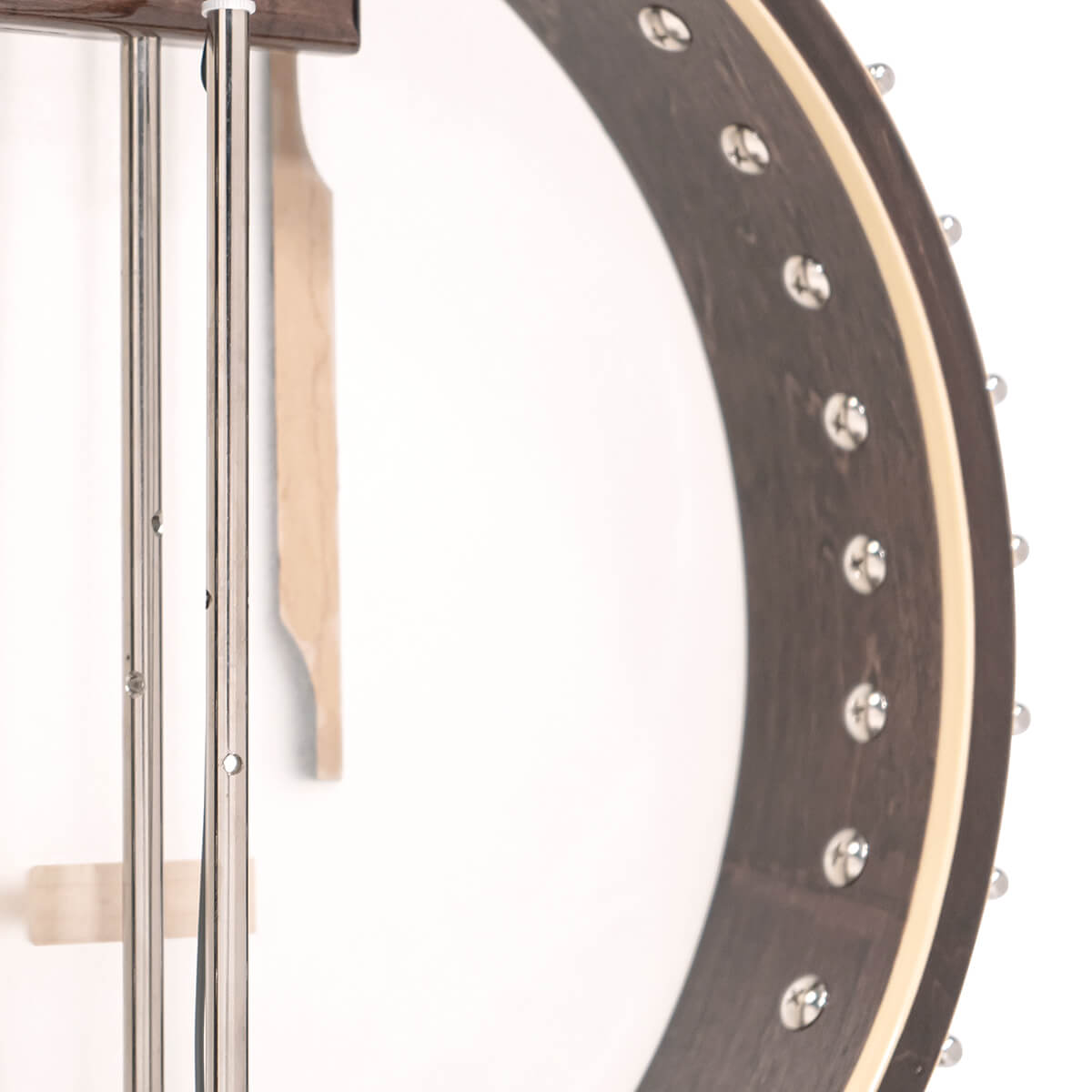 Side profile of Gold Tone BB-400+ bass banjo showing 14-inch rim depth and construction