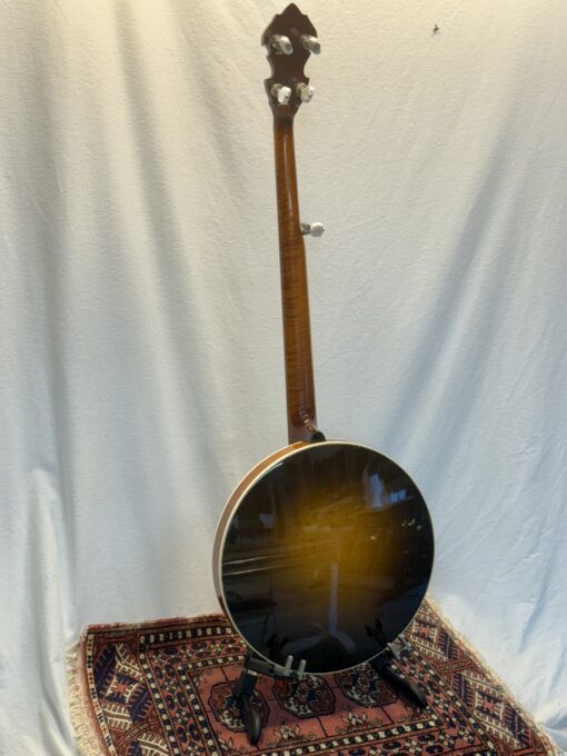 2004 Gibson Earl Scruggs Standard bluegrass banjo full view with sunburst finish and flamed maple resonator
