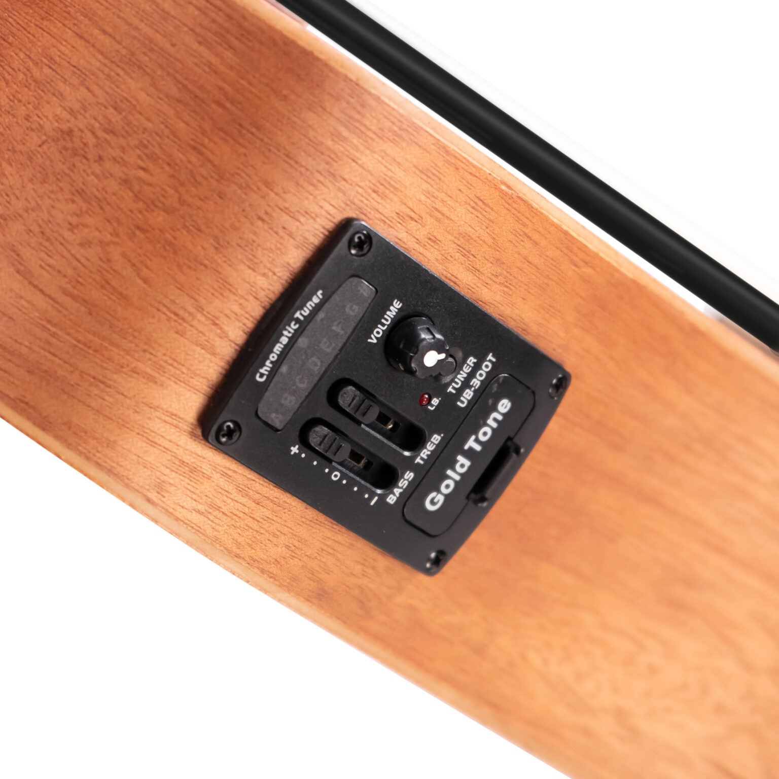 Gold Tone M-BassFL onboard preamp with chromatic tuner bass and treble EQ sliders