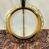 Full back view of 2005 Gibson RB-18 Top Tension banjo showing curly maple neck and flamed maple resonator