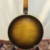 Back view of flamed maple resonator on 2005 Gibson RB-18 Top Tension banjo with tobacco sunburst finish