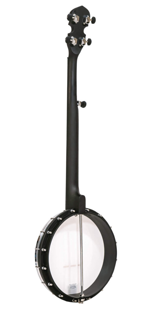 Gold Tone AC-1 beginner banjo full back view with black neck