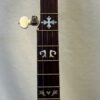 Full neck view of Shelby Blackhawk banjo showing all pearl fingerboard inlays on rosewood