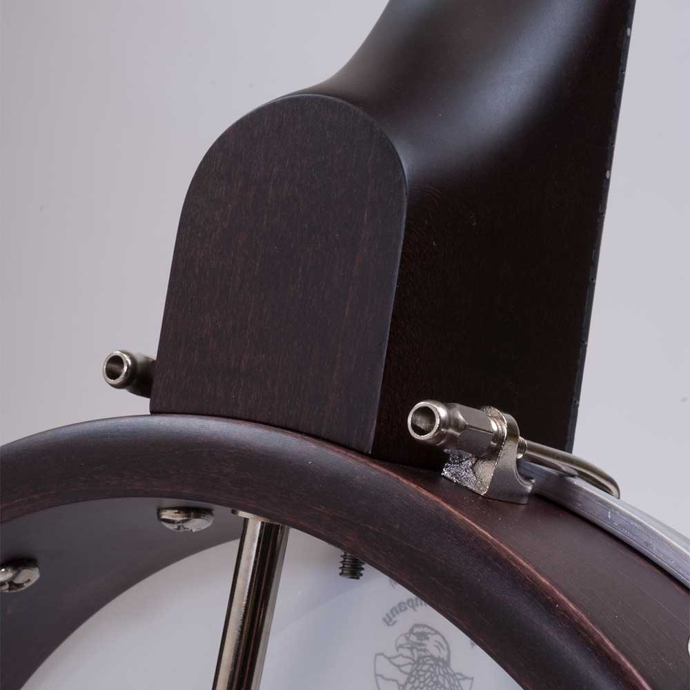 Deering Artisan Goodtime openback 5-string banjo front view dark red mahogany stain