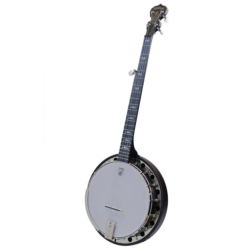 Deering Artisan Goodtime Special 5-string resonator banjo front view dark red mahogany stain with tone ring