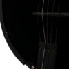 Deering Goodtime Blackgrass banjo tailpiece and bridge detail on black head