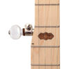 Deering Goodtime banjo geared 5th string tuner and Art Deco hardwood inlay on maple fingerboard