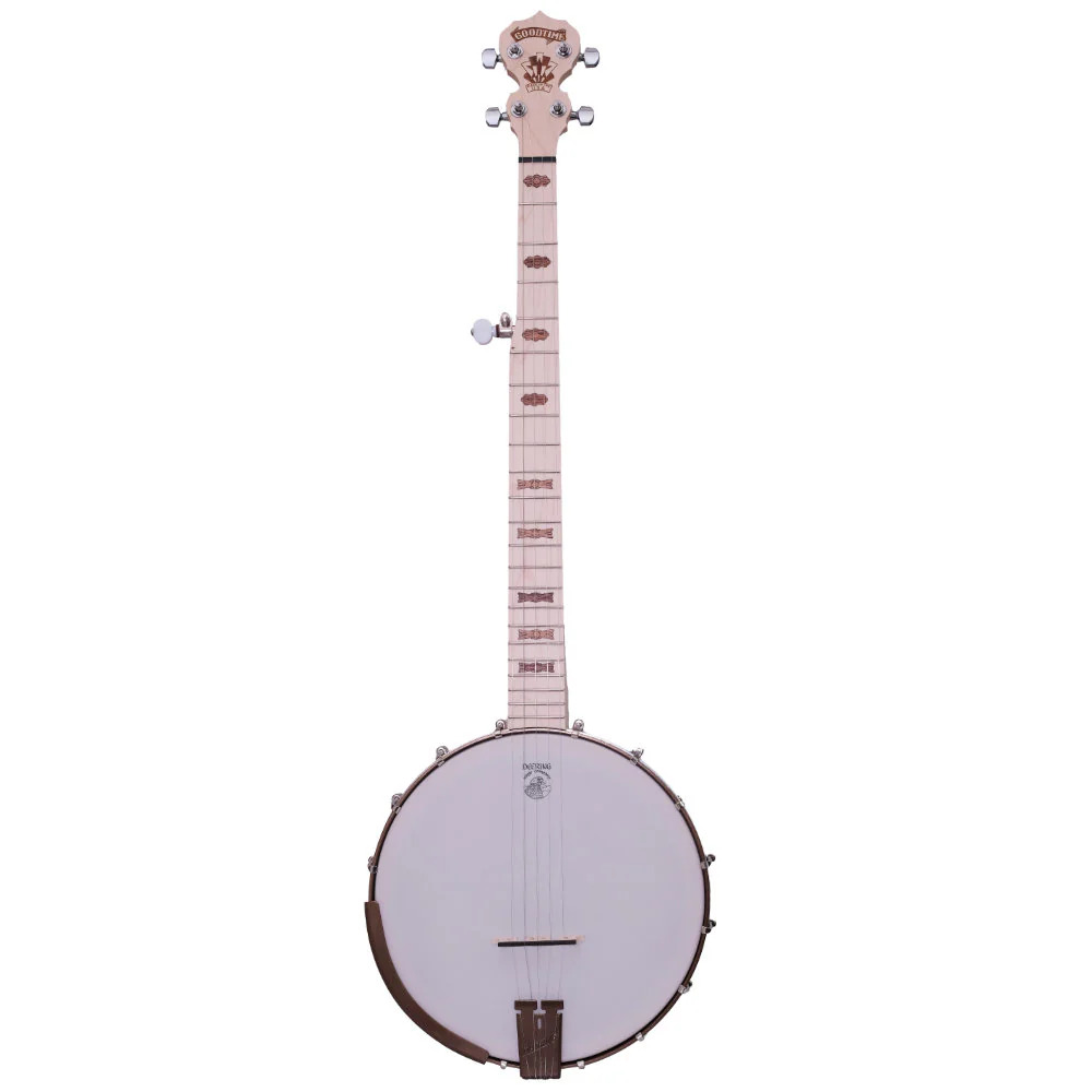 Deering Goodtime openback 5-string banjo front view natural blonde maple