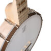 Deering Goodtime banjo neck heel and pot right angle showing maple rim and inlays