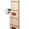 Deering Goodtime banjo maple fingerboard with Art Deco hardwood inlays angled left
