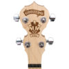 Deering Goodtime banjo peghead front with Goodtime logo and Made in the USA