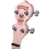 Deering Goodtime banjo peghead angled left view with Goodtime logo