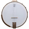 Deering Goodtime banjo pot front view with Deering eagle logo on frosted head and bronze tailpiece