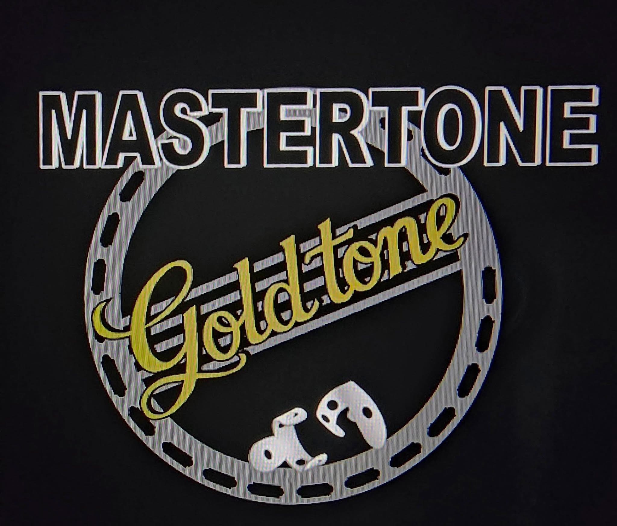 Greg Rich Gold Tone Mastertone oval logo artwork with vintage styling on green background
