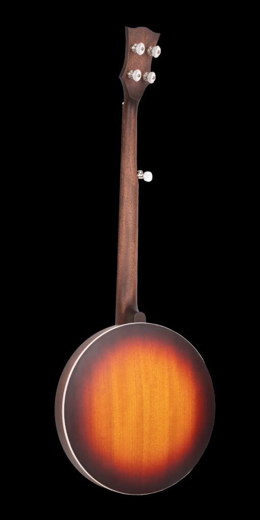 Gold Tone OB-100 Orange Blossom Mastertone banjo full back view showing mahogany neck and tobacco burst resonator