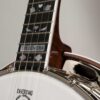 Deering Golden Era banjo Golden Era name plaque at 21st fret with hearts and flowers mother of pearl inlays on ebony fingerboard