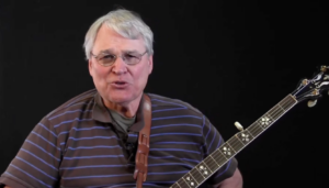 Geoff Hohwald teaching right hand X-Y position for better banjo tone in a Banjo Warehouse instructional video, Yellow Springs Ohio