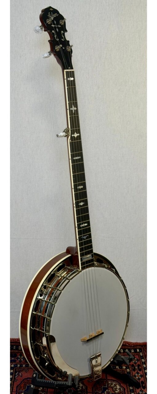 Three-quarter front view of 2003 Gibson RB-250 Mastertone 5-string banjo