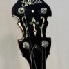 Gold Star GF-85 headstock face with mother-of-pearl leaves and bows inlay and geared 5th peg