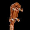OME Ikon resonator banjo rear peghead showing figured curly maple neck with Titusville Florida OME stamp and Rickard Cyclone tuners with tortoise buttons