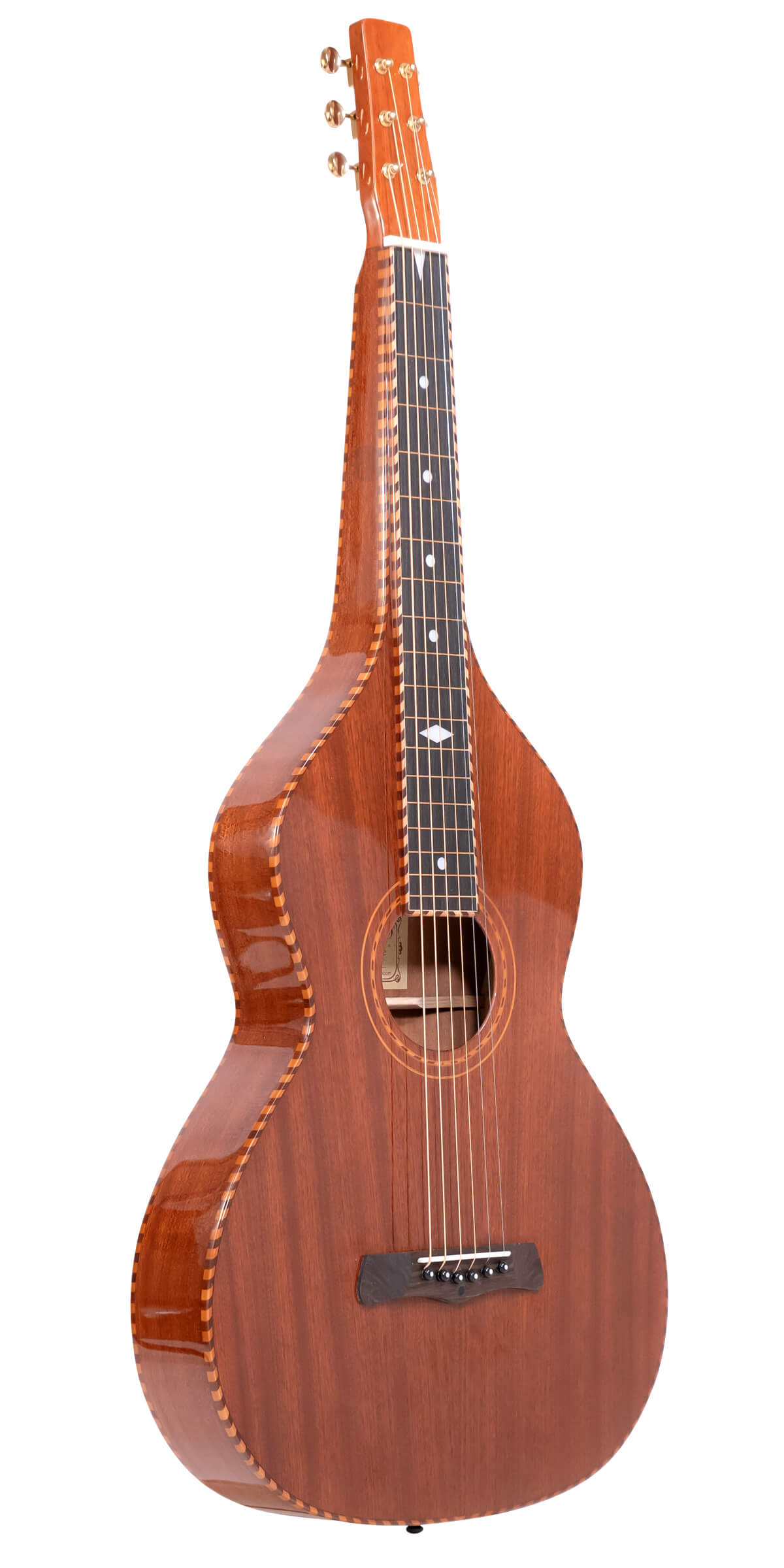 Gold Tone SM-Weissenborn Plus Hawaiian-style slide guitar in solid mahogany with rope binding, full front view