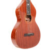 Body of the Gold Tone SM-Weissenborn Plus showing the mahogany top, rope binding, and decorative soundhole rosette