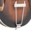 Gold Tone A-6 left-handed mando-guitar front body detail showing tobacco sunburst finish and trapeze tailpiece