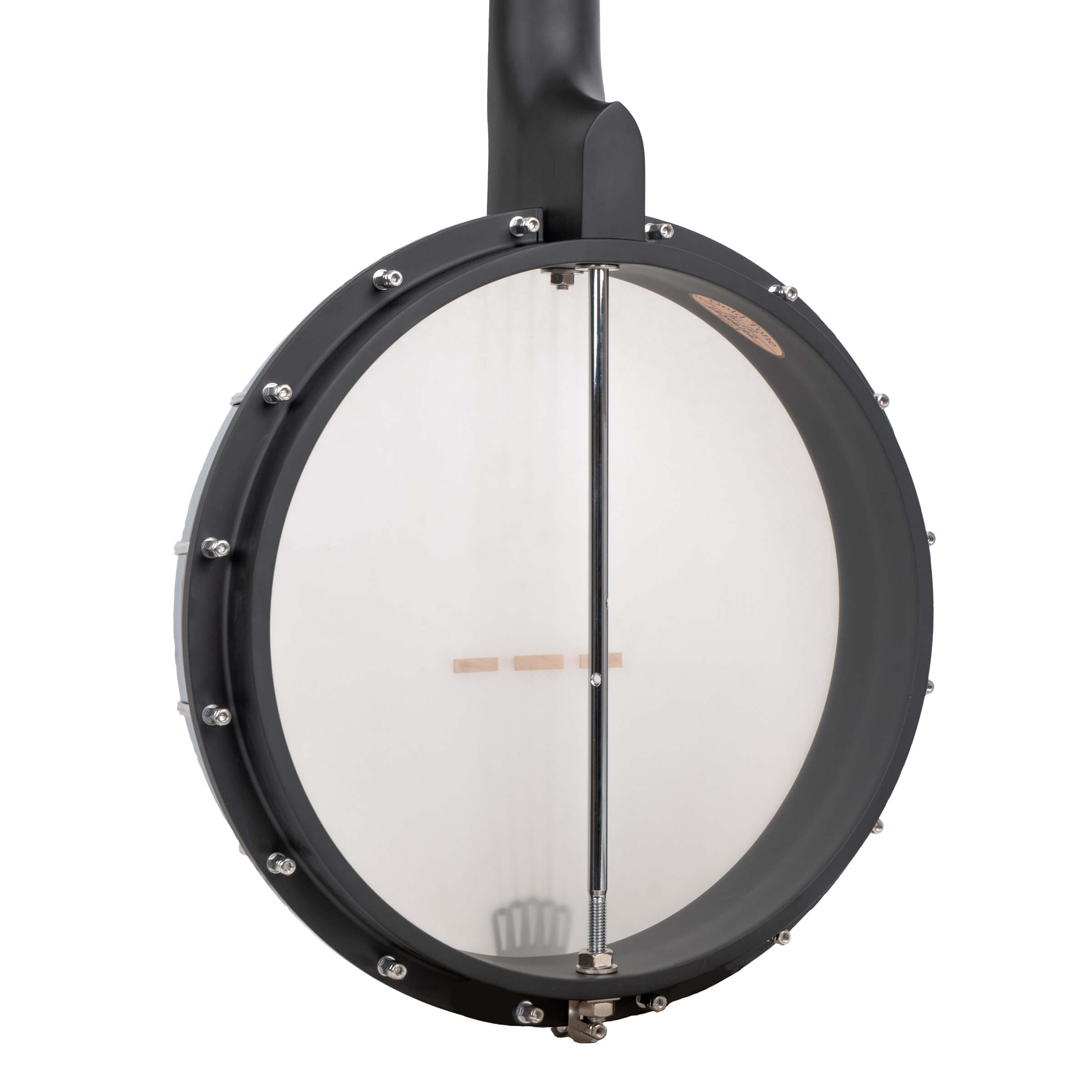Gold Tone AC-12 banjo back detail view showing rim construction and neck joint