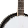Gold Tone AC-5/L left-handed banjo body detail showing Terminator tailpiece and Remo head