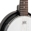 Gold Tone AC-Mini acoustic mini banjo front detail showing Remo frosted head and binding
