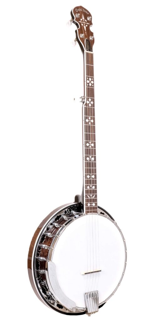 Gold Tone BG-150F bluegrass resonator banjo front view with Hearts and Flowers inlay, Yellow Springs Ohio