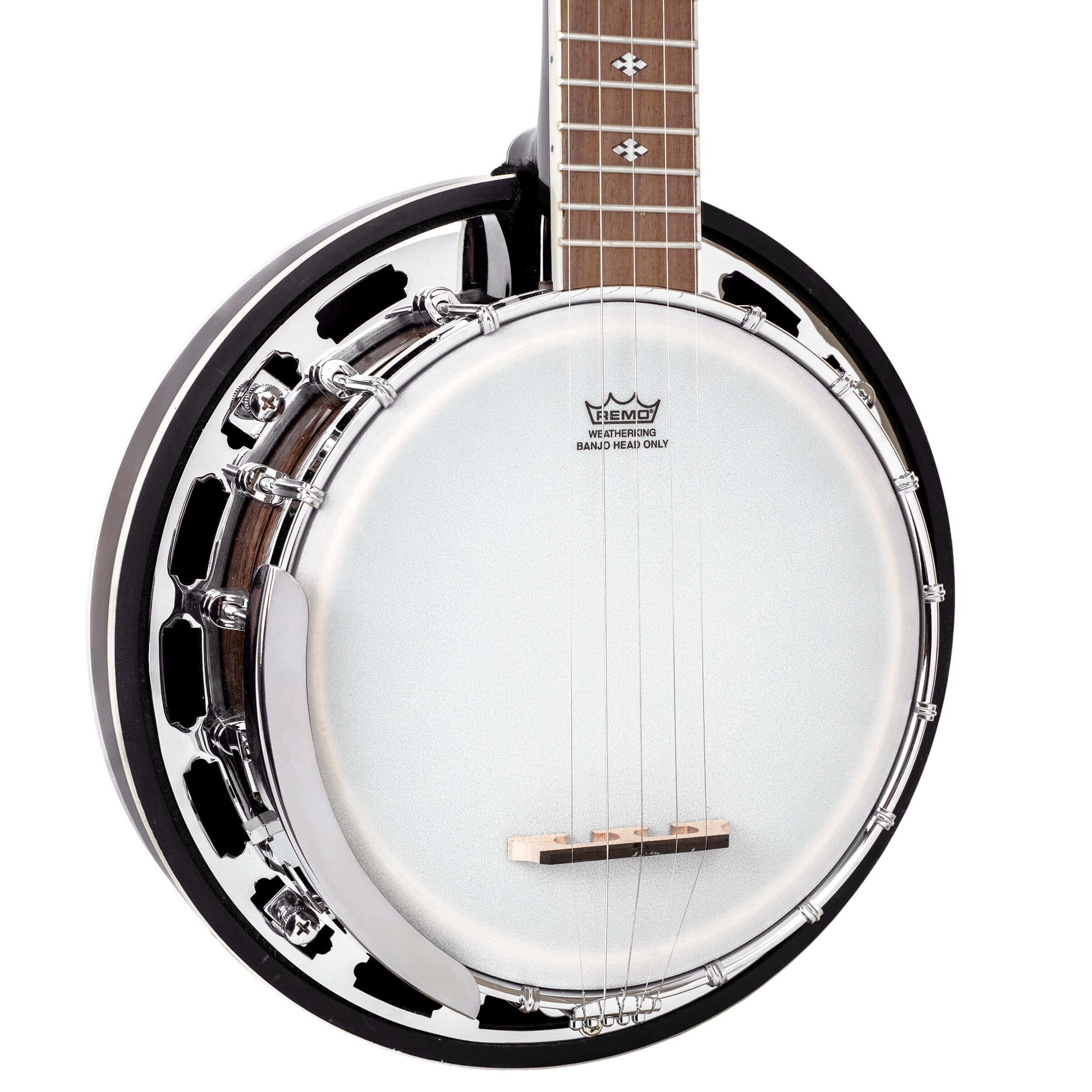 Gold Tone BG-Mini 5-string mini banjo front angle showing resonator and chrome hardware