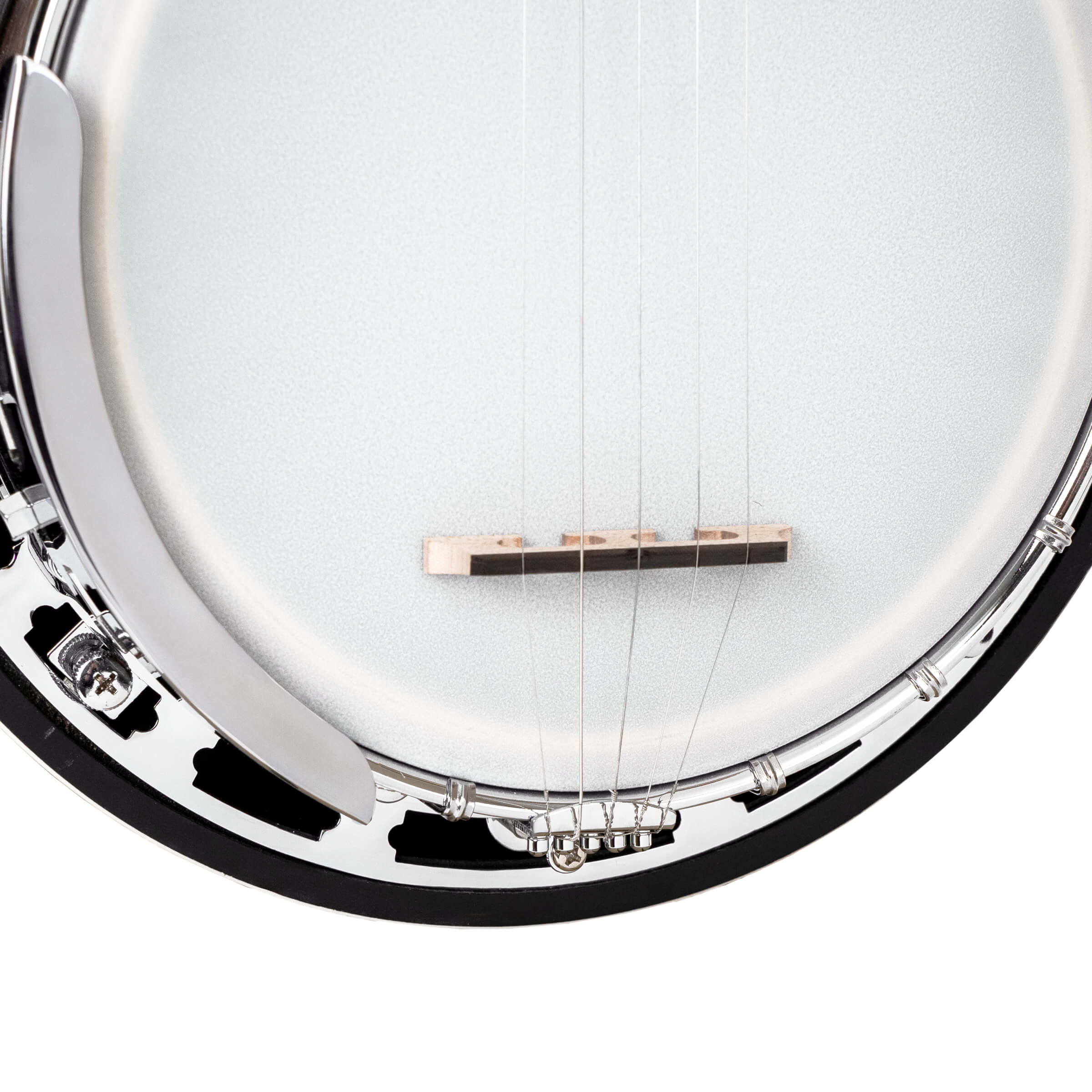 Gold Tone BG-Mini mini banjo full front view showing 8-inch head and No-Knot tailpiece
