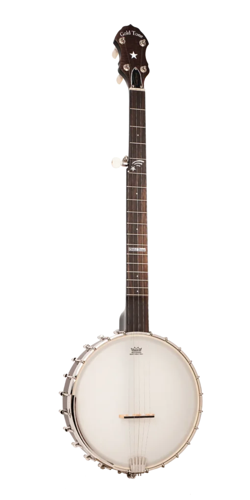 Gold Tone CB-100 clawhammer banjo front view in vintage brown finish