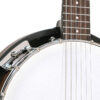 Gold Tone CC-Banjitar left-handed banjo guitar front angle showing Terminator tailpiece and tone ring
