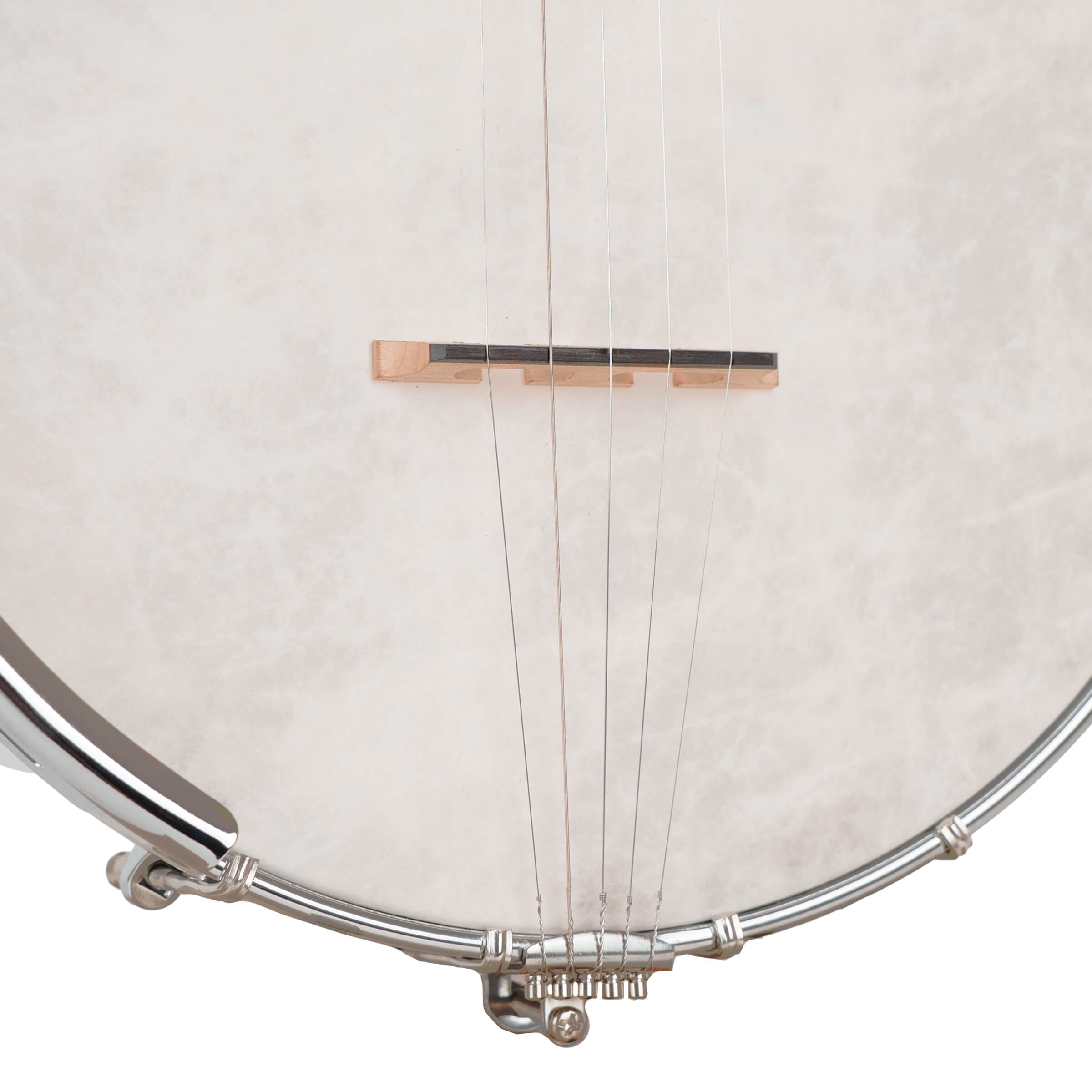 Gold Tone CC-OT clawhammer banjo three-quarter front view showing Fairbanks-style headstock