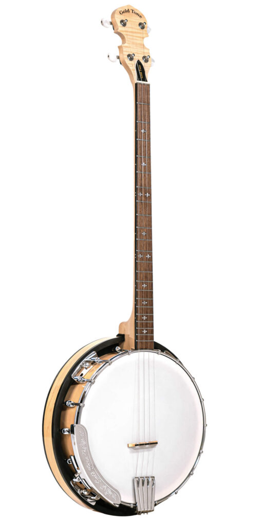 Gold Tone CC-Plectrum left-handed plectrum banjo front view natural gloss finish