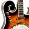 Gold Tone EBM-5 electric banjo body detail showing Remo head and Straightline tailpiece