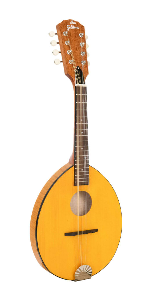 Gold Tone GM-10/L left-handed frypan mandolin front view with gloss finish and solid spruce top