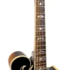 Gold Tone GM-35 left-handed mandolin neck detail showing rosewood fingerboard and traditional inlays