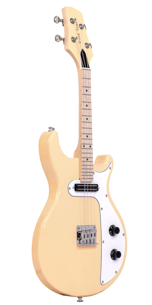 Gold Tone GME-4 solid body electric mandolin in cream finish, full front view