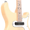 Gold Tone GME-5/L left-handed solid body mandolin front view, chrome hardware detail