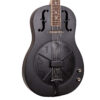 Gold Tone GRS/L left-handed resonator guitar full front view showing biscuit cone and curly maple binding